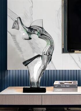 客厅玄关电视柜摆件家居软装饰品样板房酒店透明树脂入户门雕塑