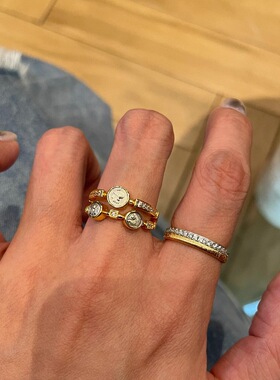 Vintage中古风双层雅典娜三古币戒指高级小众个性设计复古食指戒