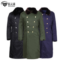 Military green great coat winter thickened with long and velvety cold storage cold storage anti-cold cotton padded jacket cotton coat labor Northeastern anti-cold suit