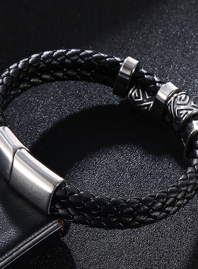 蛇年双层红绳手链男士荆棘转运珠编织皮手绳手腕饰品新年转运红色