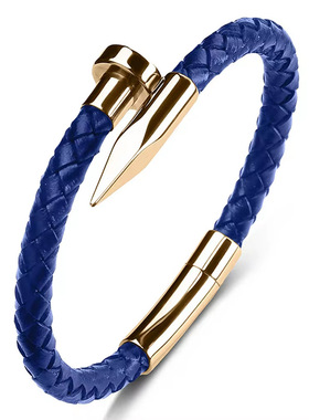 2026马年钉子手链男士红色皮绳编织手绳本命年转运饰品新年喜庆