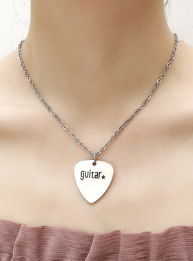 音乐摇滚风吊坠钛钢配饰拨片项链