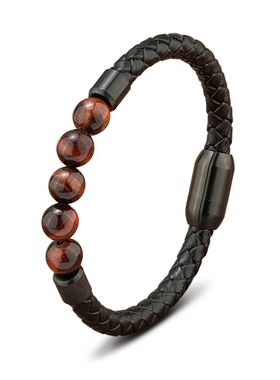 多宝红黄蓝虎眼石手串男款痞帅个性拼接真皮手链高级感送男友礼物