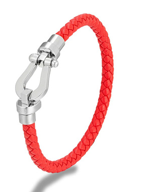 欧美钛钢手链多色编织马蹄扣镀金手镯不锈钢U形手环男女情侣手链