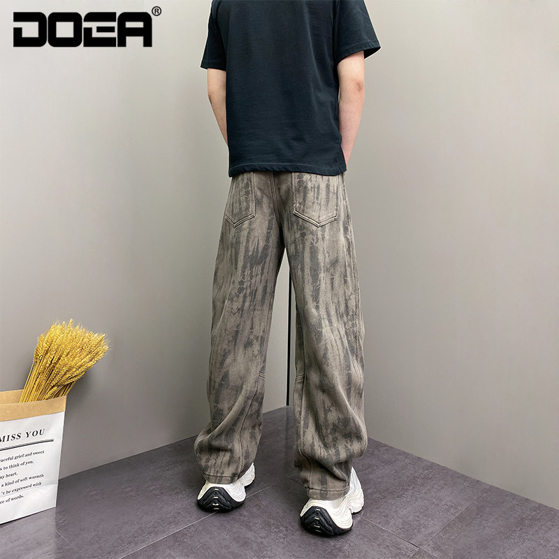 2025秋冬加绒加厚宽松弯刀裤男微阔直筒裤子痞帅垂感流行水洗裤子,淘宝优惠券,粉丝福利购,淘宝优惠卷