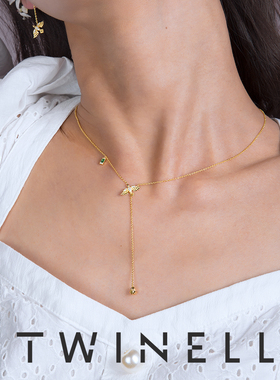Twinell原创爱情鸟长款项链女