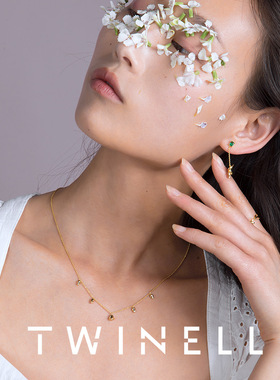 Twinell新款玫瑰花原创潮流项链