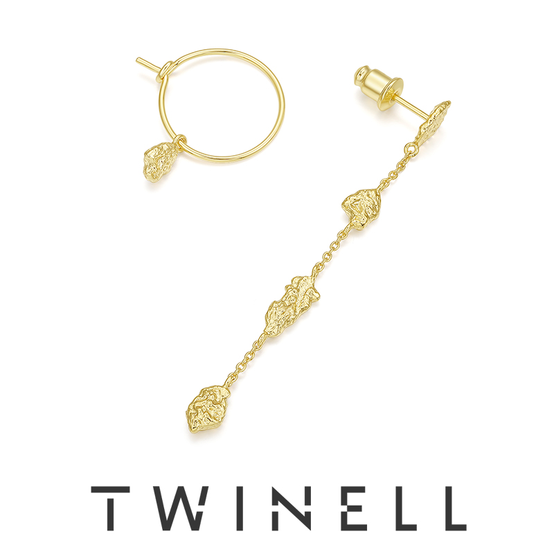 Twinell耳钉 陨石系列时尚AB款不对称耳饰ins风小众设计轻奢女 - 图3