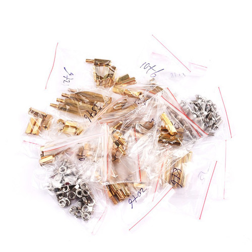 常用M3铜柱包 常用M3铜柱 六角 铜柱+双通+螺母+螺丝 元件包 - 图0