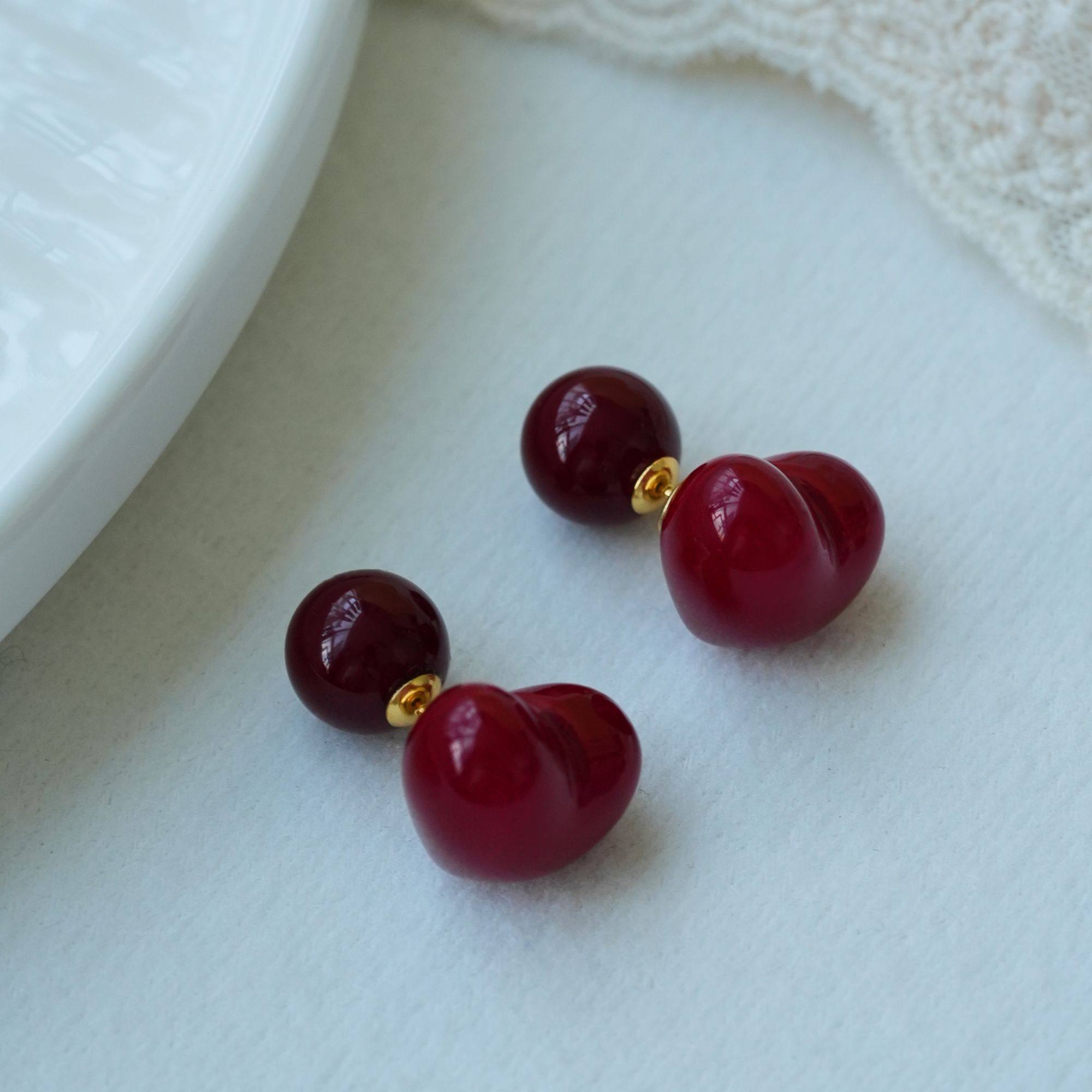 爱心车厘子红珠秋冬新品安可拉红百搭气质耳环,淘宝优惠券,粉丝福利购,淘宝优惠卷