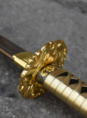 龙泉市刀剑一体烤金日式剑防身手工锻打宝剑硬剑冷兵器收藏未开刃