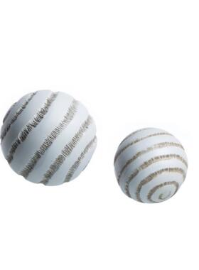 肌理球现代极简约软装样板房间客厅茶几白色化石收纳水果盘摆设