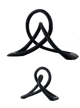 简约现代黑色树脂扭转绳结装饰摆件样板房客厅电视柜软装轻奢摆设