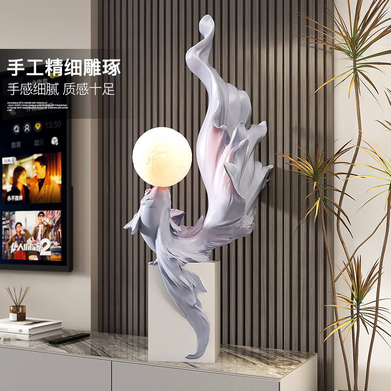 年年有鱼客厅大型落地摆件轻奢大气家居饰品电视柜旁玄关乔迁礼物,淘宝优惠券,粉丝福利购,淘宝优惠卷