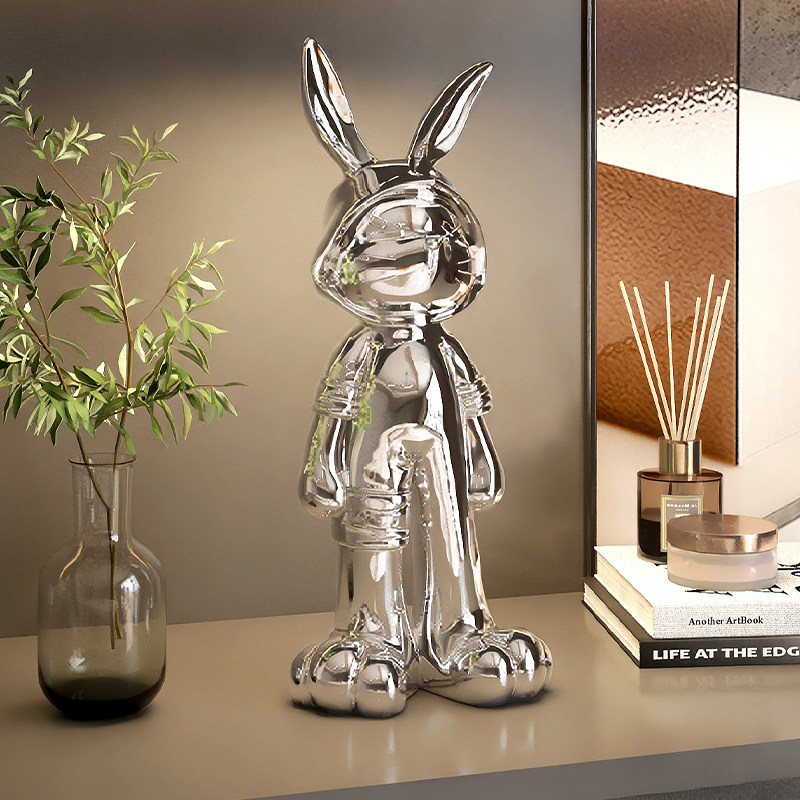 卡通电镀兔子摆件轻奢时尚客厅装饰电视柜地台玄关酒柜乔迁礼物,淘宝优惠券,粉丝福利购,淘宝优惠卷