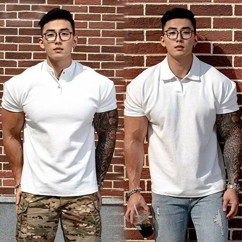 夏季收袖口新中式Polo衫短袖亨利领重磅高弹休闲运动健身男士T恤,淘宝优惠券,粉丝福利购,淘宝优惠卷