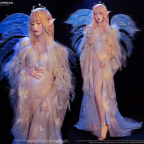 Pregnant Woman Photo Studio New Genie Princess Pregnant Woman Writing True Themed Costume Fairy Dream Genre Pregnancy