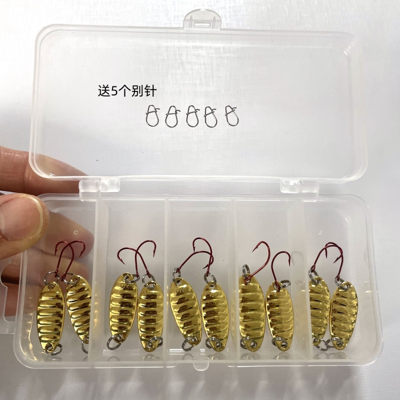 FISHPEAK平振亮片10枚微物假饵平振路亚饵套装1.5g-7克白条红单钩 - 图3