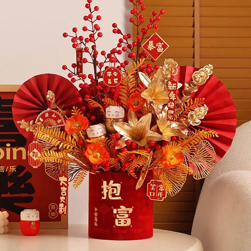 2026年宵花贺新年福桶花束抱抱桶乔迁之喜大吉大利空桶插花桶材料