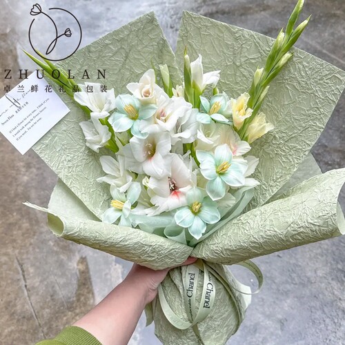 花束包装纸石纹纸手工褶皱花艺包花纸水岩肌理纸花店diy材料 - 图1