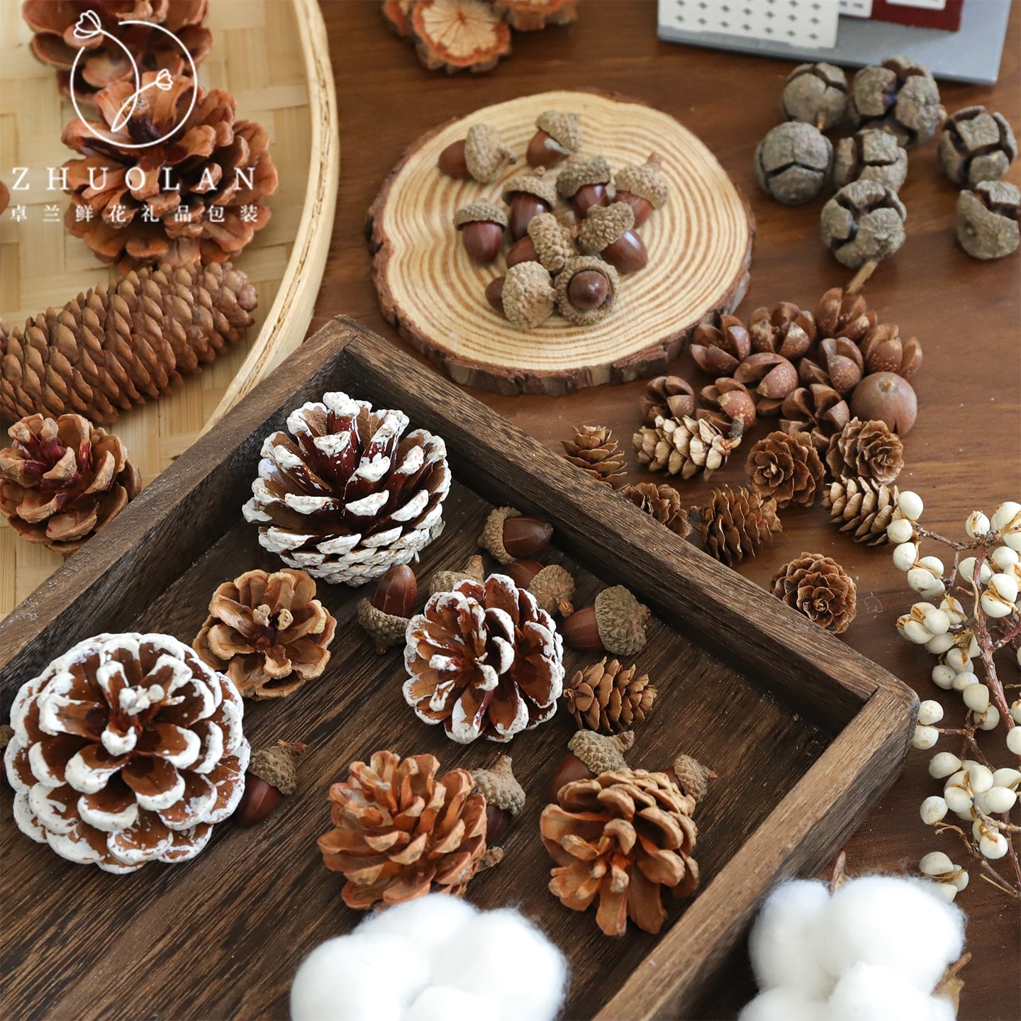 2025圣诞节新品松枝松果干果配饰礼物礼品打包装饰花束包装资材,淘宝优惠券,粉丝福利购,淘宝优惠卷