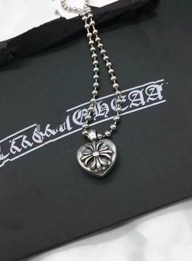 复古做旧爱心十字架项链朋克时尚锁骨链高级潮流男女情侣