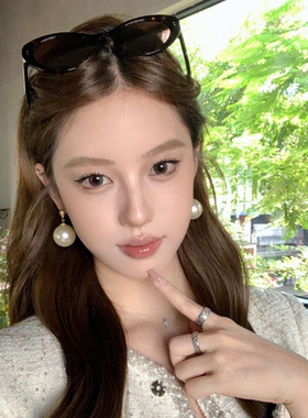 【蜜桃茶】尤莉之诗 轻奢大号珍珠吊坠耳环2025新款高级感耳饰女