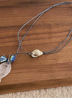 夏日设计感小众小鱼海螺流苏吊坠项链女气质高级感锁骨链颈链配饰