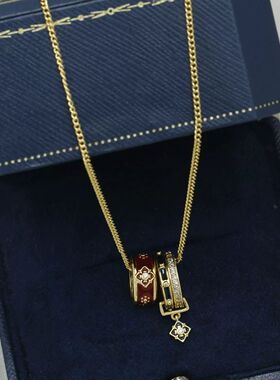 赵露思同款!宝相花三环项链女款配饰2026新款吊坠轻奢小众锁骨链