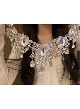 重工爆闪满钻水滴项链耳环套装2026新款轻奢高级感宴会晚礼服配饰