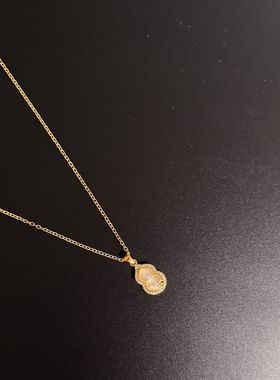 金枝玉叶~金色葫芦项链女款叶子吊坠锁骨链高级感轻奢小众饰品