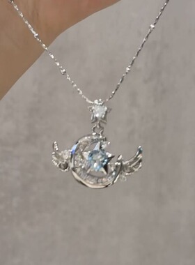 星月翅膀项链女小众设计感轻奢闪钻锁骨链 ins 甜酷百搭高级饰品