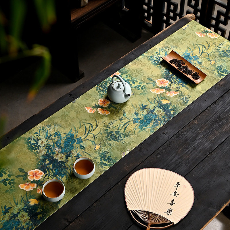 高端茶席防水长桌桌旗垫子防水禅意新中式干泡茶旗家用轻奢桌垫布,淘宝优惠券,粉丝福利购,淘宝优惠卷