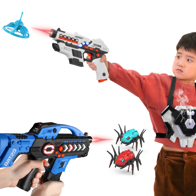 投影对战枪玩具枪男孩儿童激光枪镭射红外线感应打蜘蛛星战飞碟鸭 - 图0