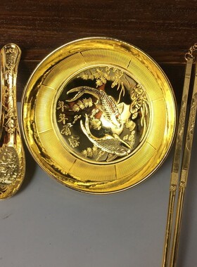 金碗银碗越南沙金碗筷家用方便携带儿童餐具半手工金银制品不褪色