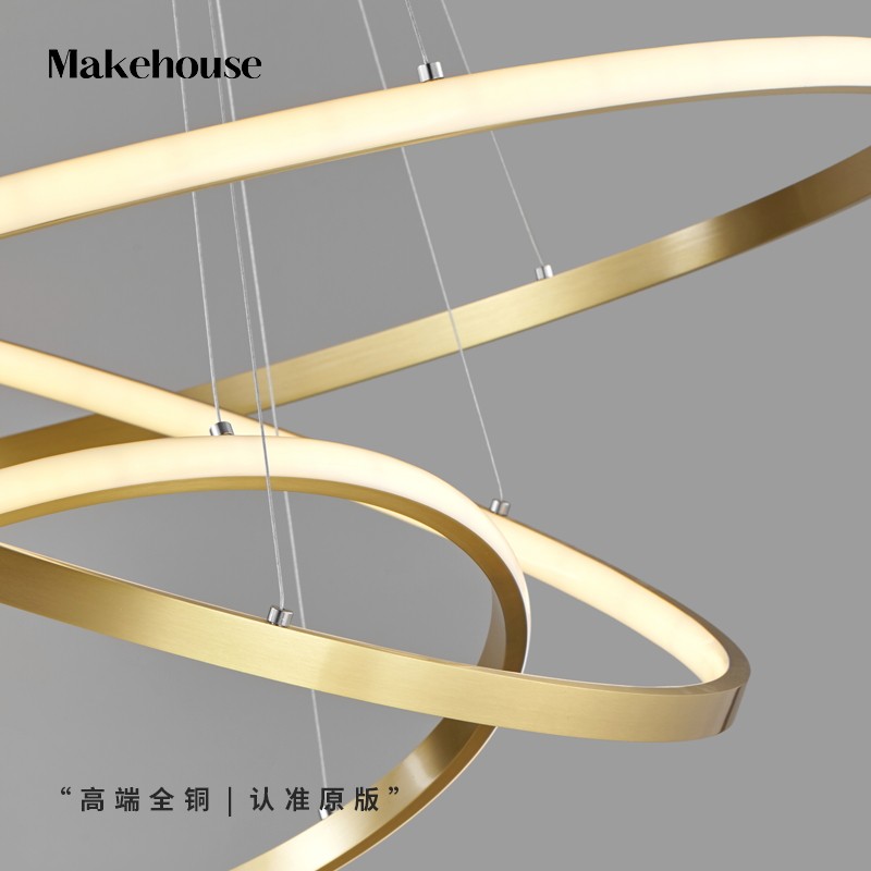 MAKEHOUSE客厅主吊灯全铜圆环形餐厅卧室极简约现代大气轻奢高端_虎窝淘