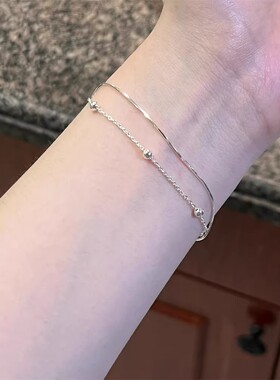 合金手链 简约双层蛇骨手链女生轻奢小众精致百搭气质高级感手饰