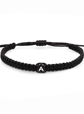 跨境欧美新款手绳亚克力手工串珠英文26字母珠子编织手链手环