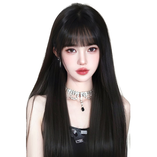 Sky Tree artificial hair full black long straight wig set