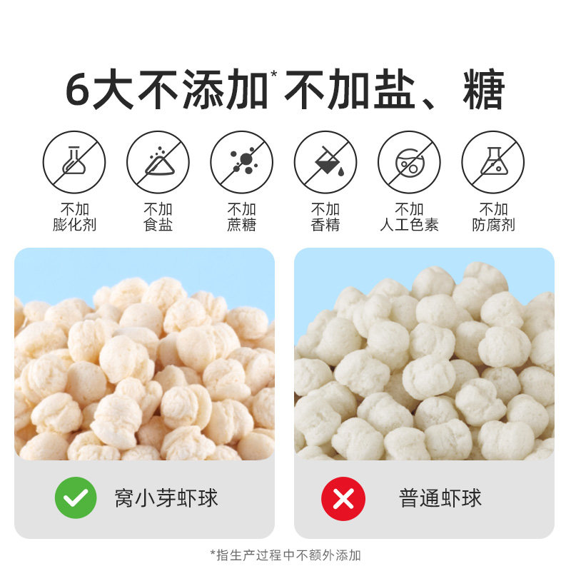 【专享】窝小芽婴幼儿虾球泡芙宝宝磨牙饼干酥脆非油炸小包装零食