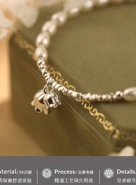 S925银手串铃兰花珍珠碎银手链百搭轻奢手工淡水珍珠七夕节礼物