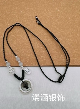 足银999平安扣项链女小众设计轻奢气质手工编绳链送女友礼物