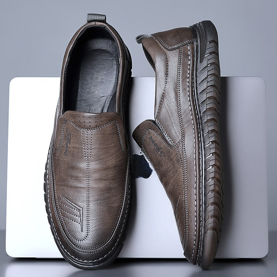 Autumn and winter soft-soled warm slip-on men's casual shoes