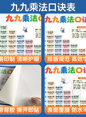 九九乘法口诀表教室墙贴