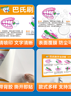 巴氏刷牙法教学海报墙贴纸