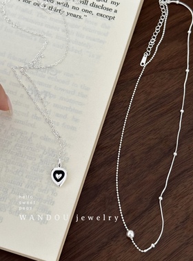 豌豆饰物纯银韩国滴釉爱心项链