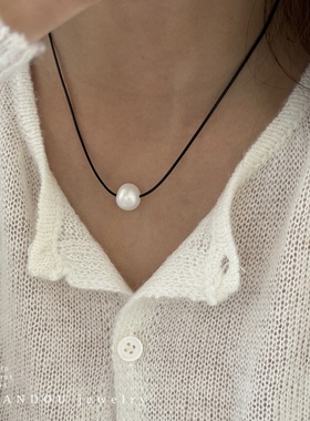 豌豆饰物可调节抽拉淡水珍珠项链