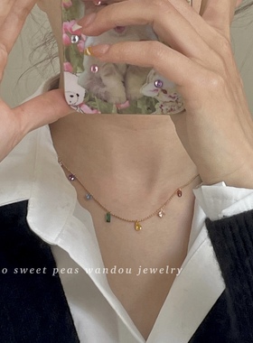 钛钢女小清新可爱项链