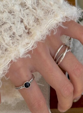 豌豆饰物复古纯银食指戒开口戒指