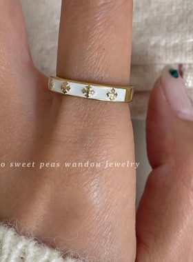 豌豆饰物女滴釉十字架戒指不掉色